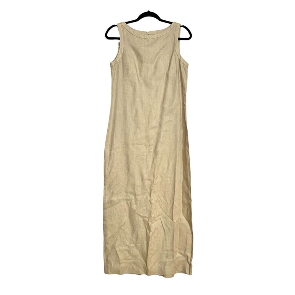 Brooks Brothers Linen Sleeveless Tan Maxi Dress 6